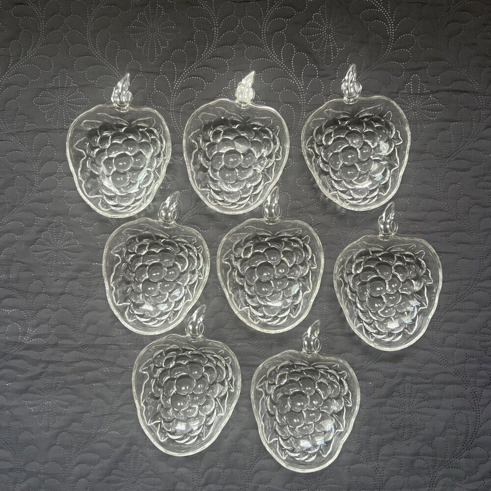 VTG Hazel Atlas Clear Glass Grape Cluster 8pc Mini Candy Relish Nut Trinket Dish